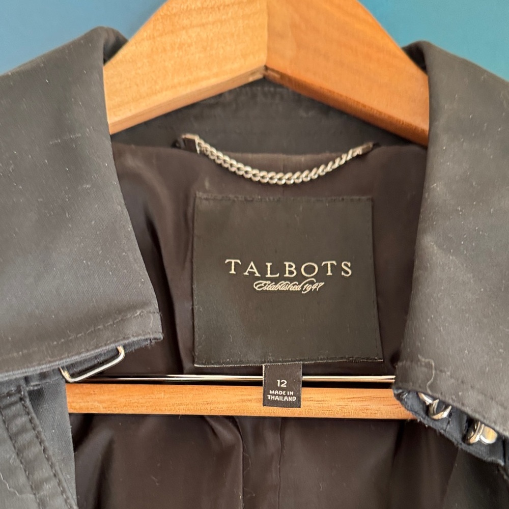Talbots Classic Black Trench Coat - Picture 2 of 8